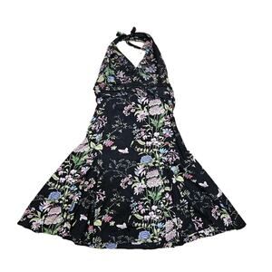 Vtg Charlotte Russe Butterfly Floral Halter Dress Womens 3 Y2K Fairycore Boho